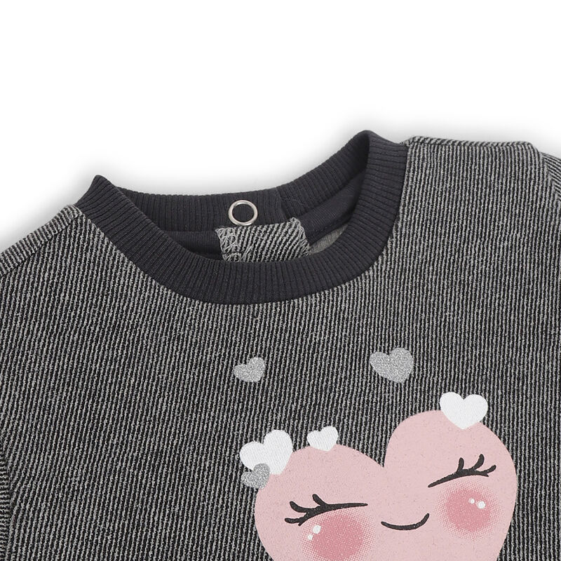 Girls Grey Printed Printed Long Sleeve Dress image number 2